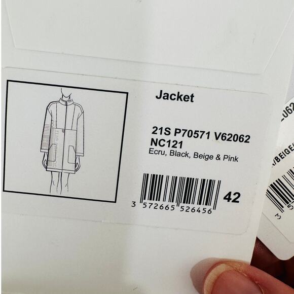 NWT Chanel 100% Silk Ecru Multi-Color Chanel Logo Jacket 42 / L - Picture 11 of 16